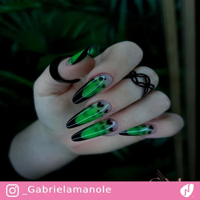 Black Hearts Ombre Nails